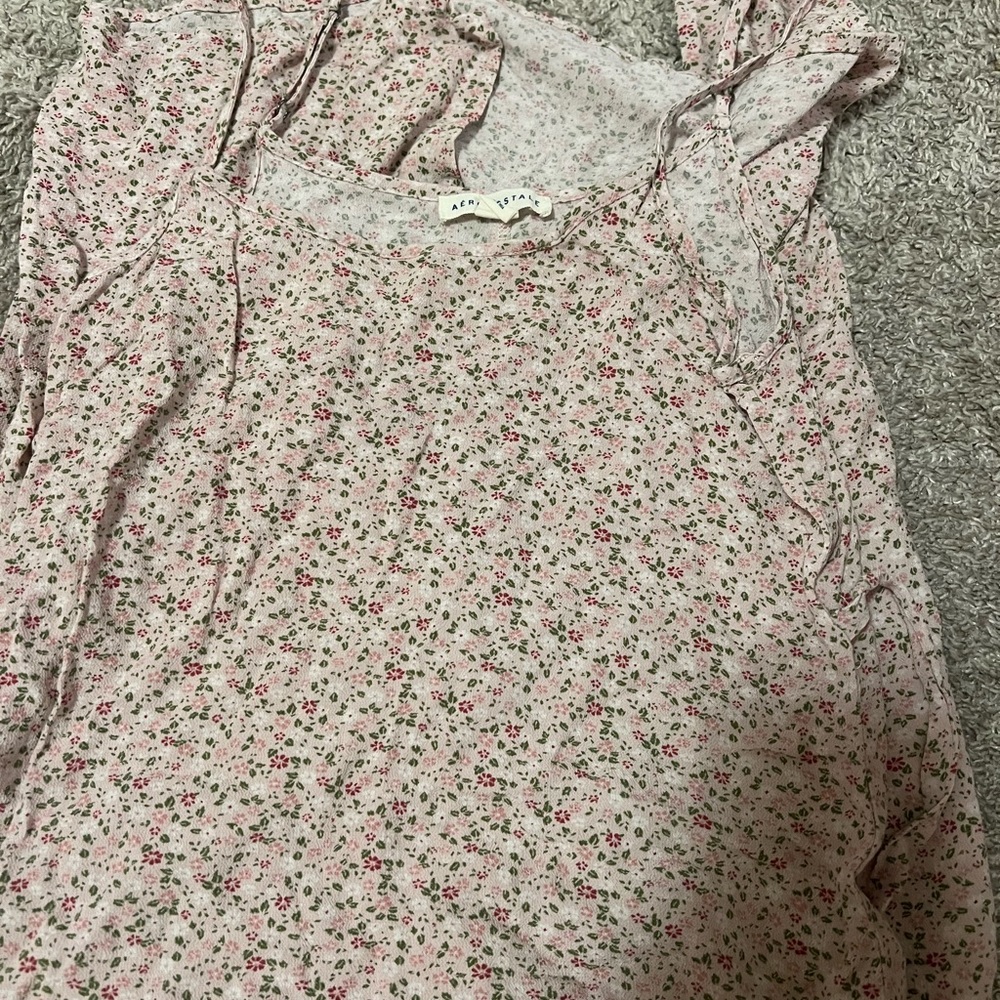 Aeropostale Pink and Green Floral Top